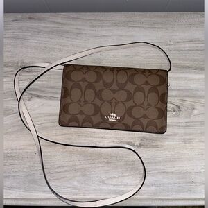 Brown and Cream Coach crossbody/shoulder bag